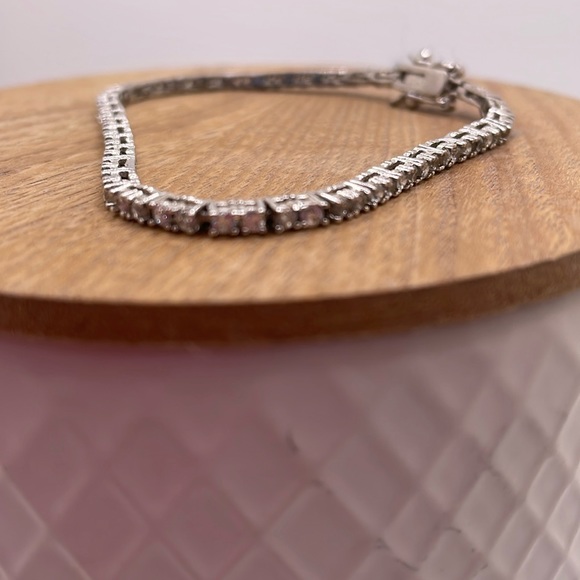 Sterling Silver and Cubic Zirconia Tennis Bracelet - Picture 2 of 5